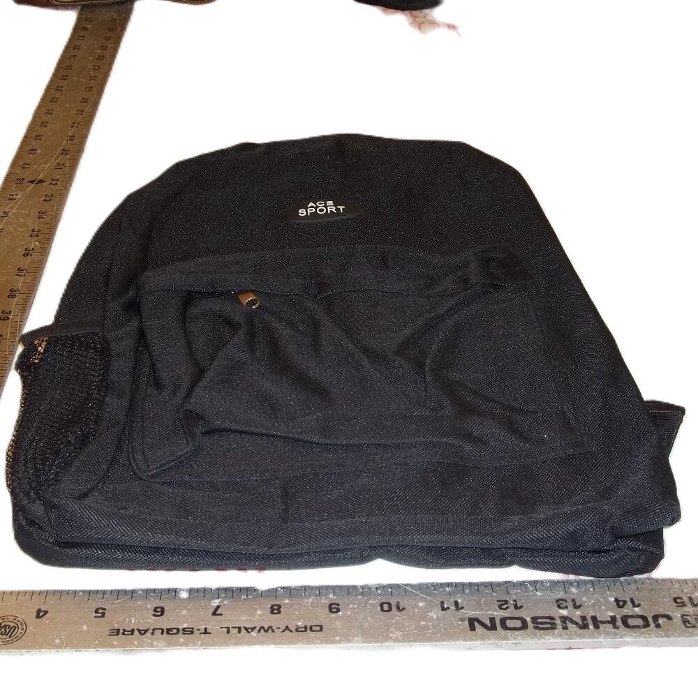 ACE SPORT BACKPACK BLACK - 2 Zipper Compartments, Adjustable Straps (PB001)